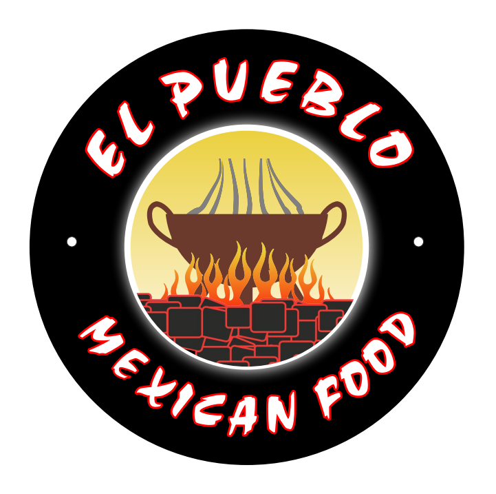 imge of el pueblo logo on a glass door